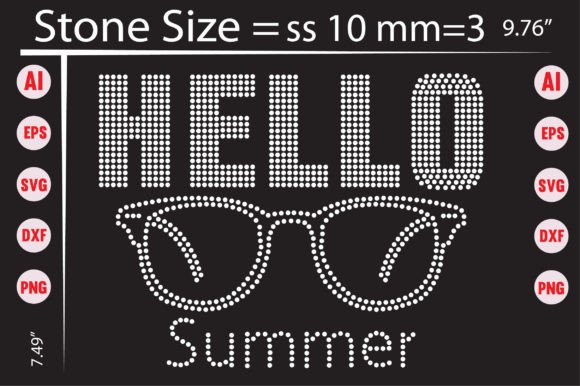 Hello Summer Rhinestone Templates Design for Creative Projects