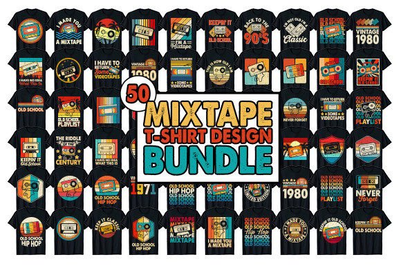 Music Mixtape T-shirt Design Bundle: A Retro Creative Asset