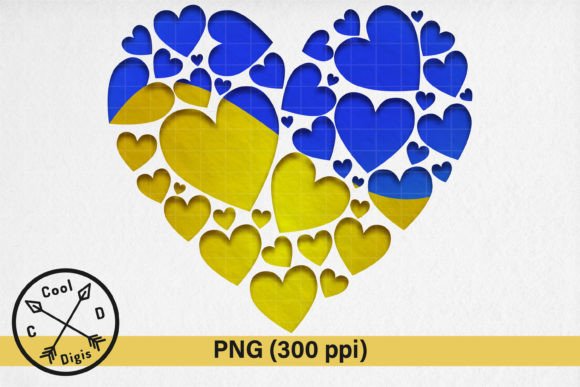 Ukraine Flag Colors Hearts T-Shirt Design