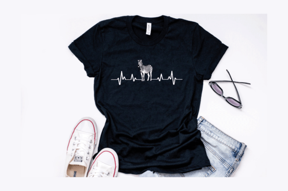 Zebra Heartbeat T-Shirt Design: Dynamic Visual Asset